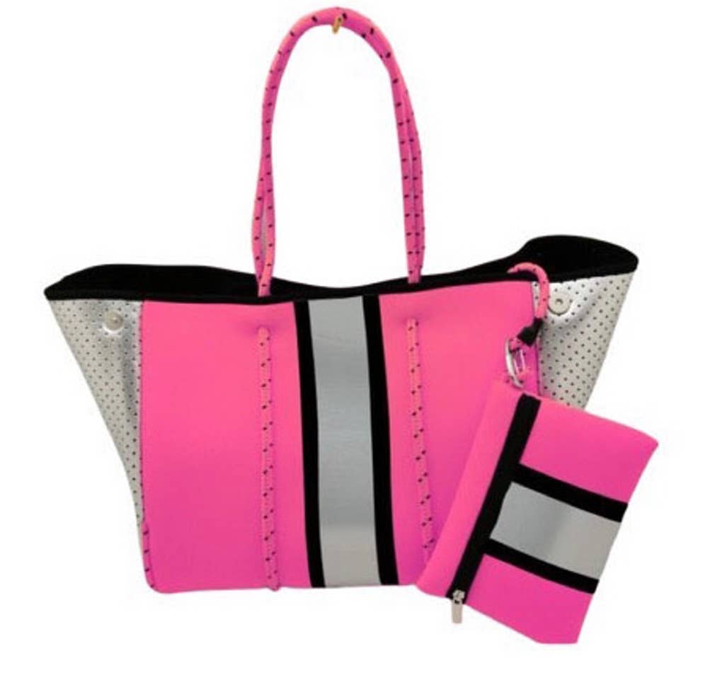 The Ella Tote Hot Pink With Silver