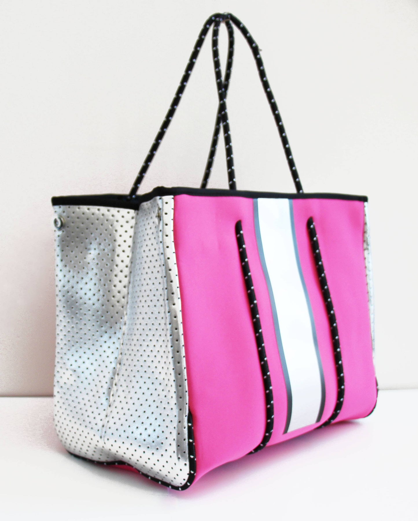 The Ella Tote Hot Pink With Silver