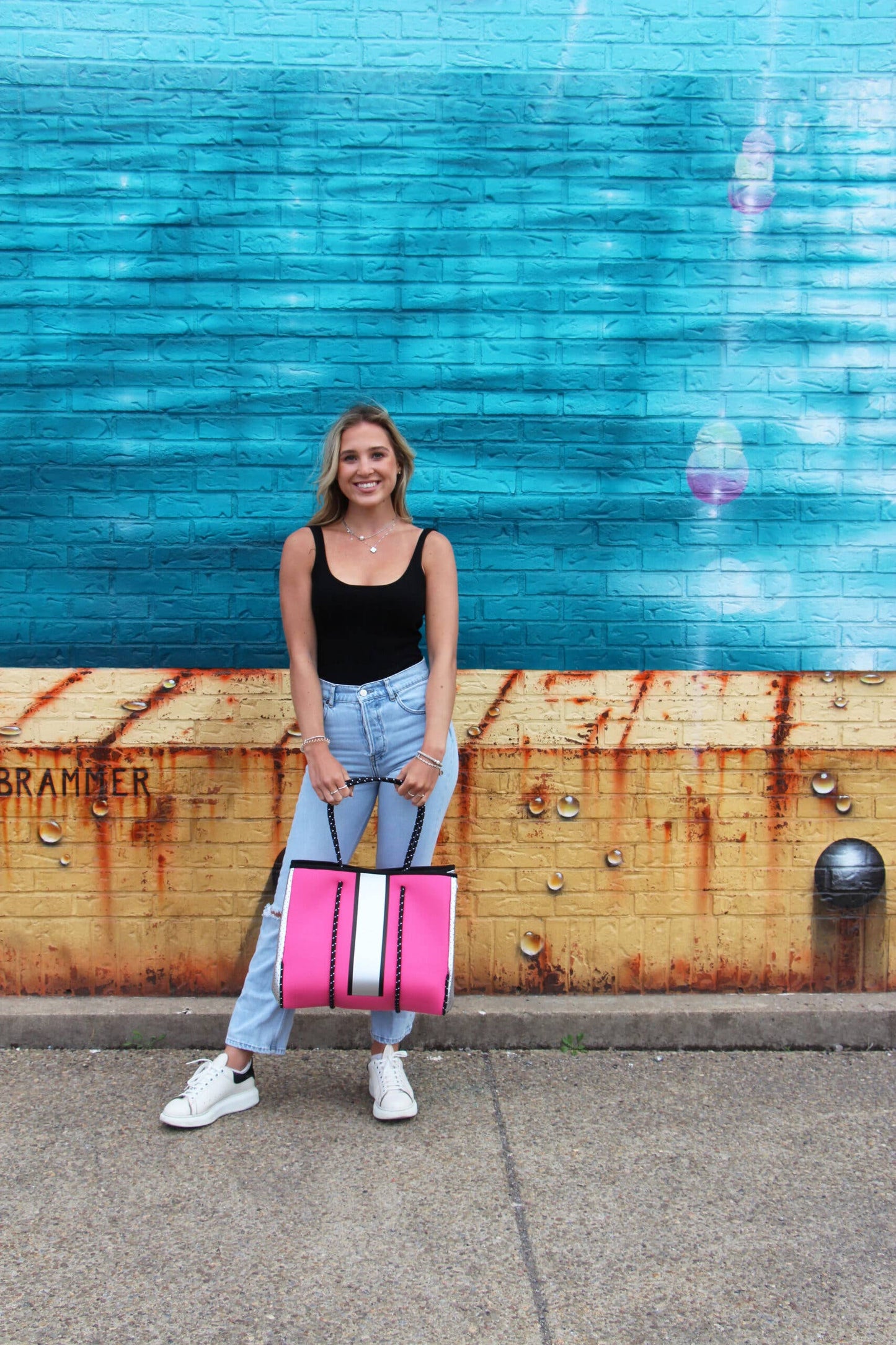 The Ella Tote Hot Pink With Silver