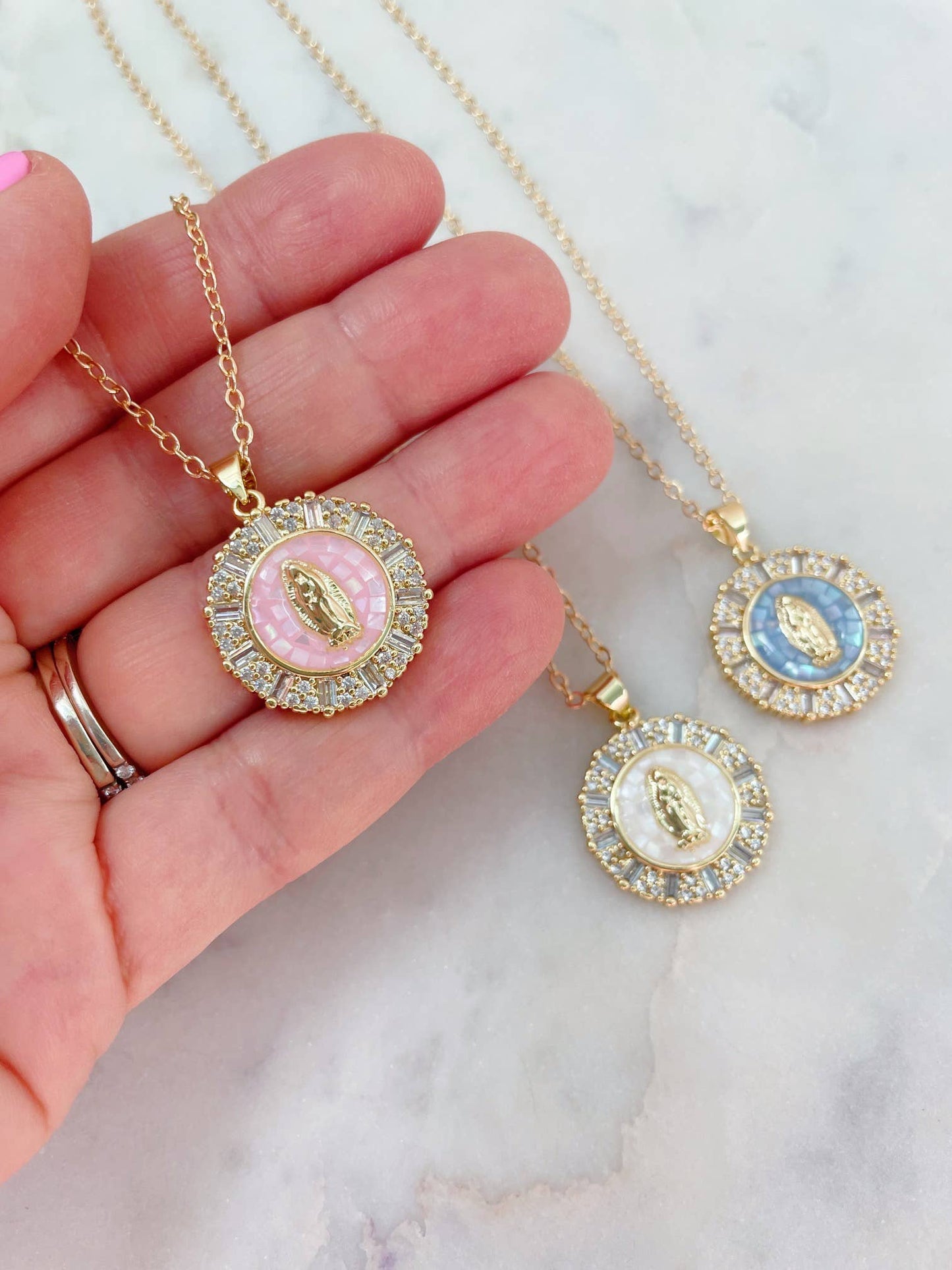 Gold Virgin Mary Necklace, Religious Jewelry, Catholic Gifts