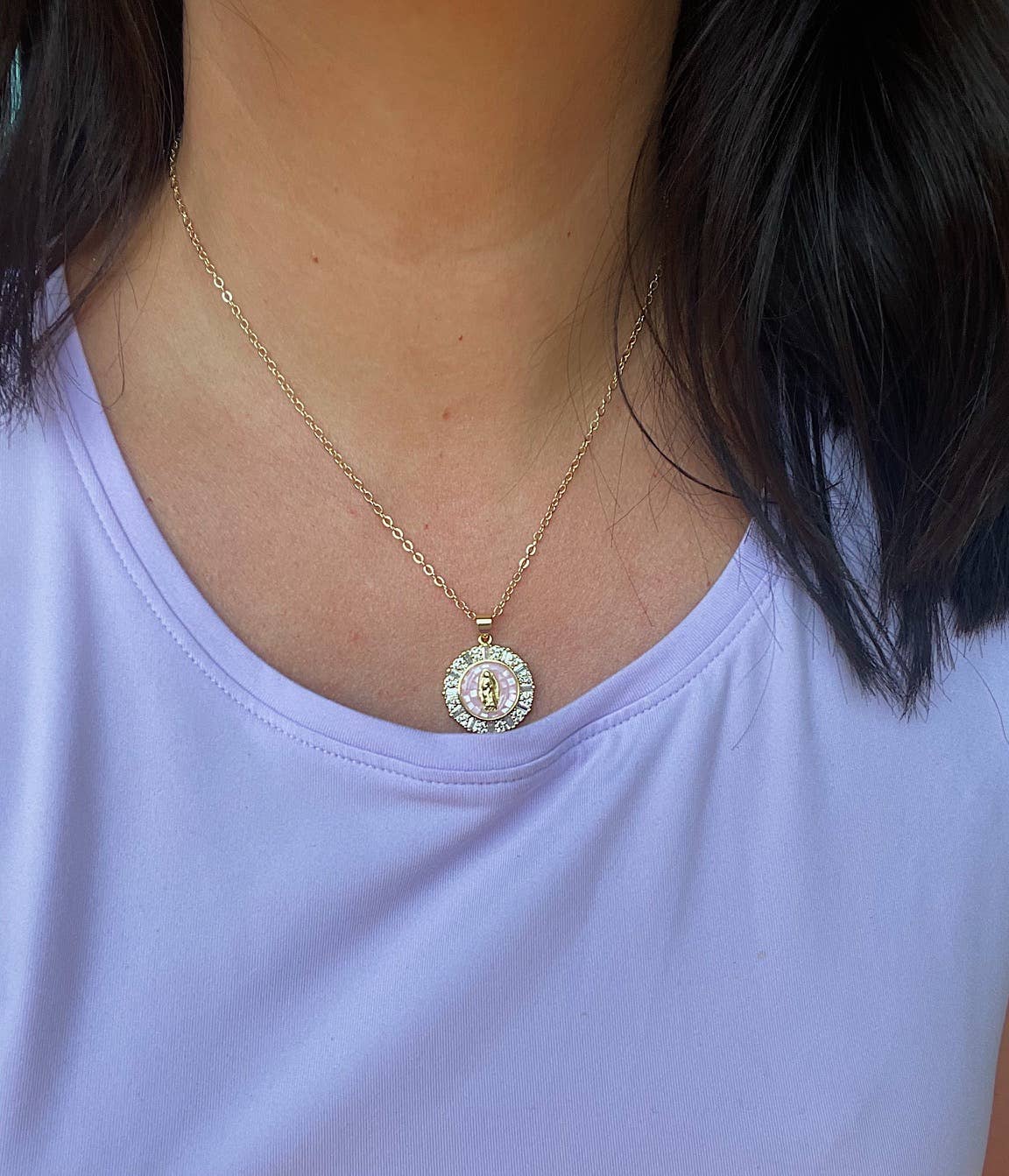 Gold Virgin Mary Necklace, Religious Jewelry, Catholic Gifts