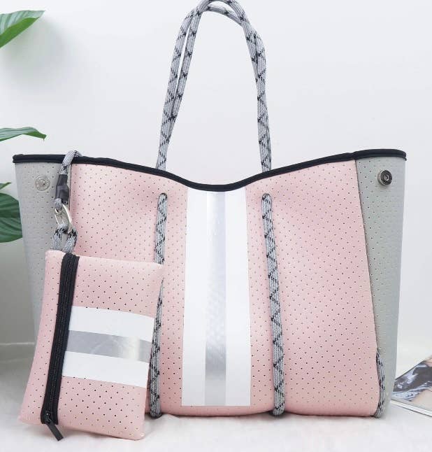 The Marin Tote Pastel Pink With Silver