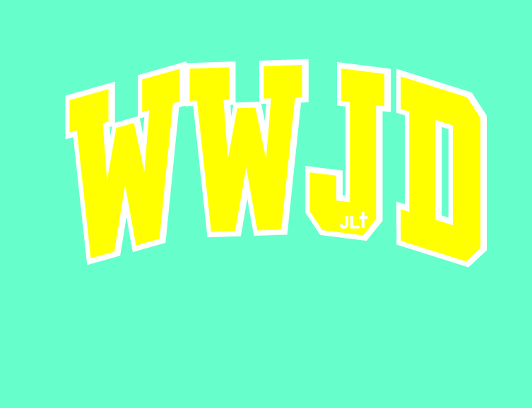 WWJD, Mint and Yellow, Unisex Short Sleeve, Jerzees Adult Dri-Power Active T-shirt