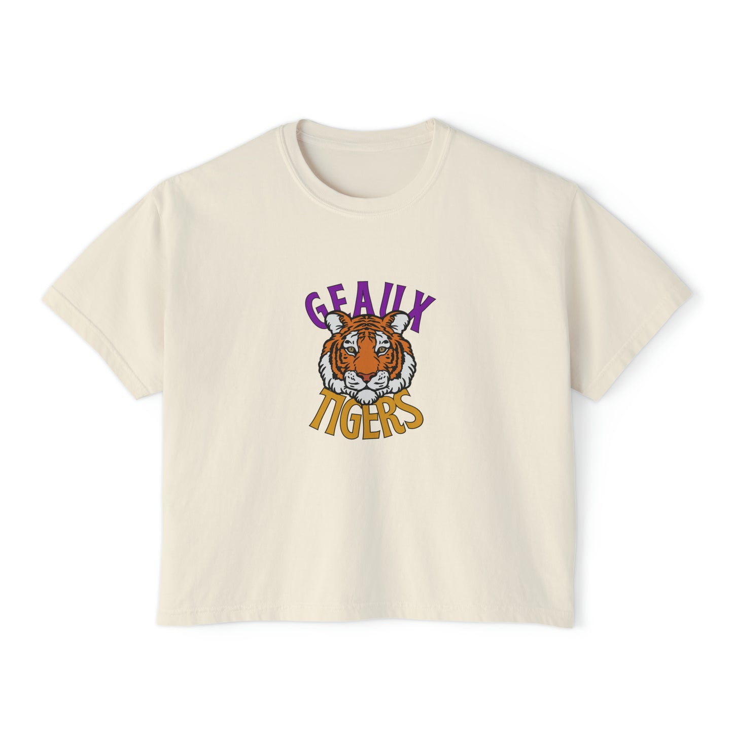 Gameday, Geaux Tigers, Purple and Gold, Comfort Colors, College Teams, Women's Boxy Tee