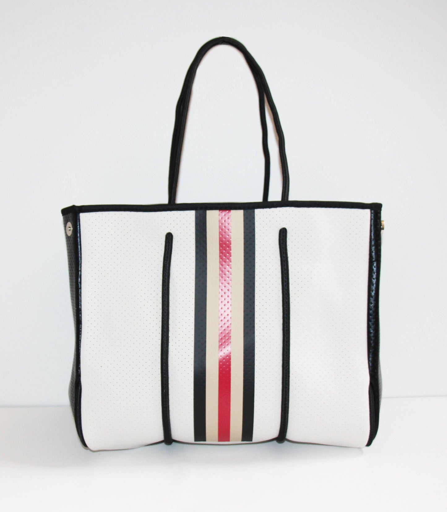 The Marin Tote Oxford signature Collection Beige With Red