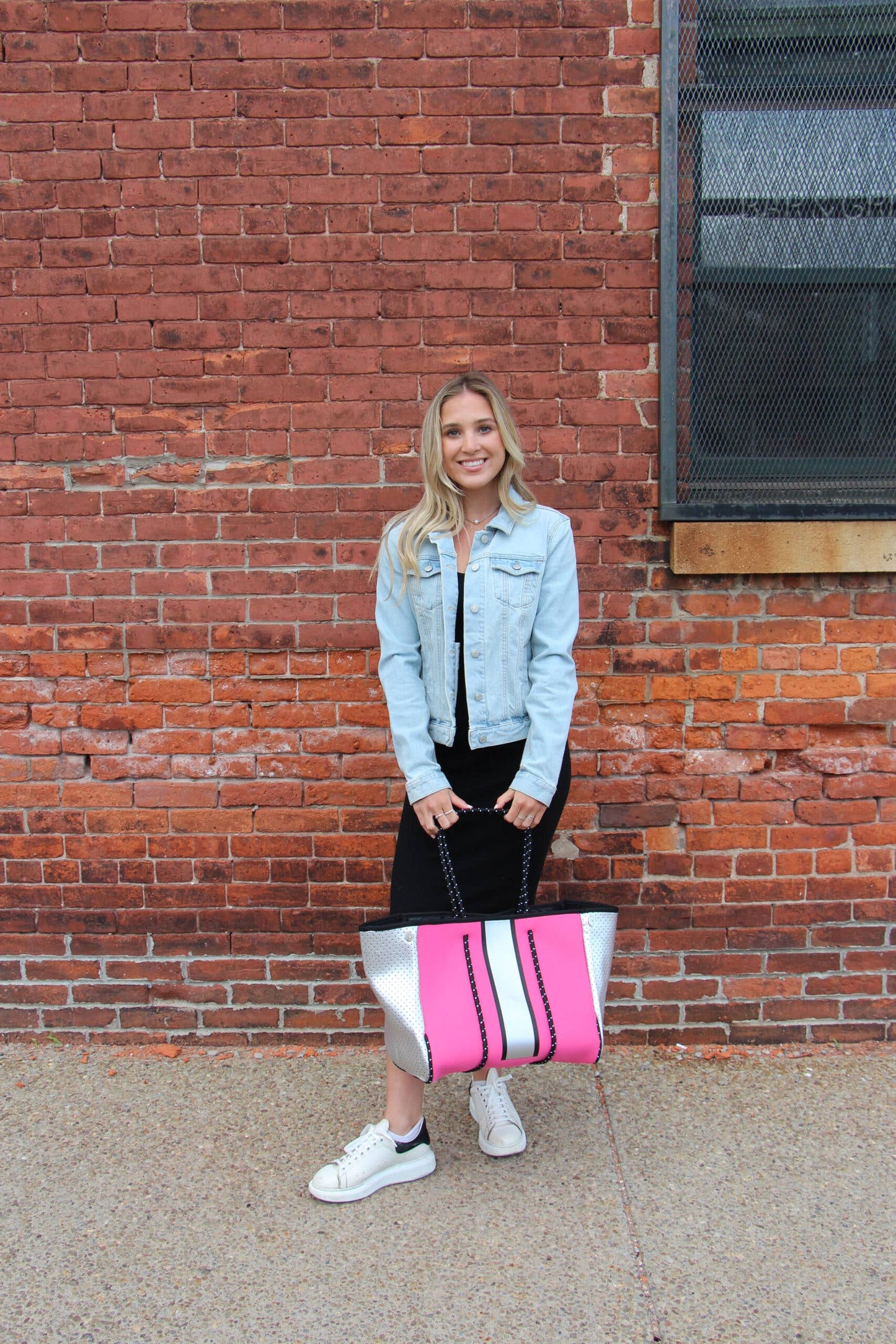 The Ella Tote Hot Pink With Silver