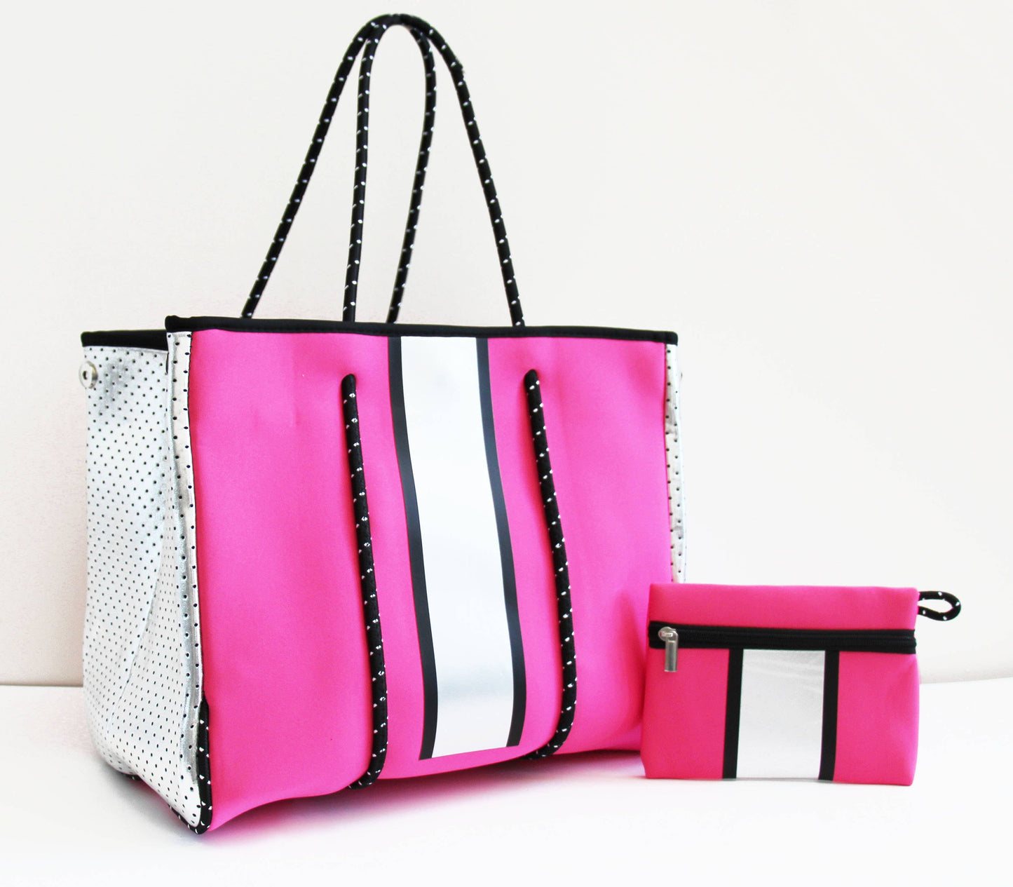 The Ella Tote Hot Pink With Silver