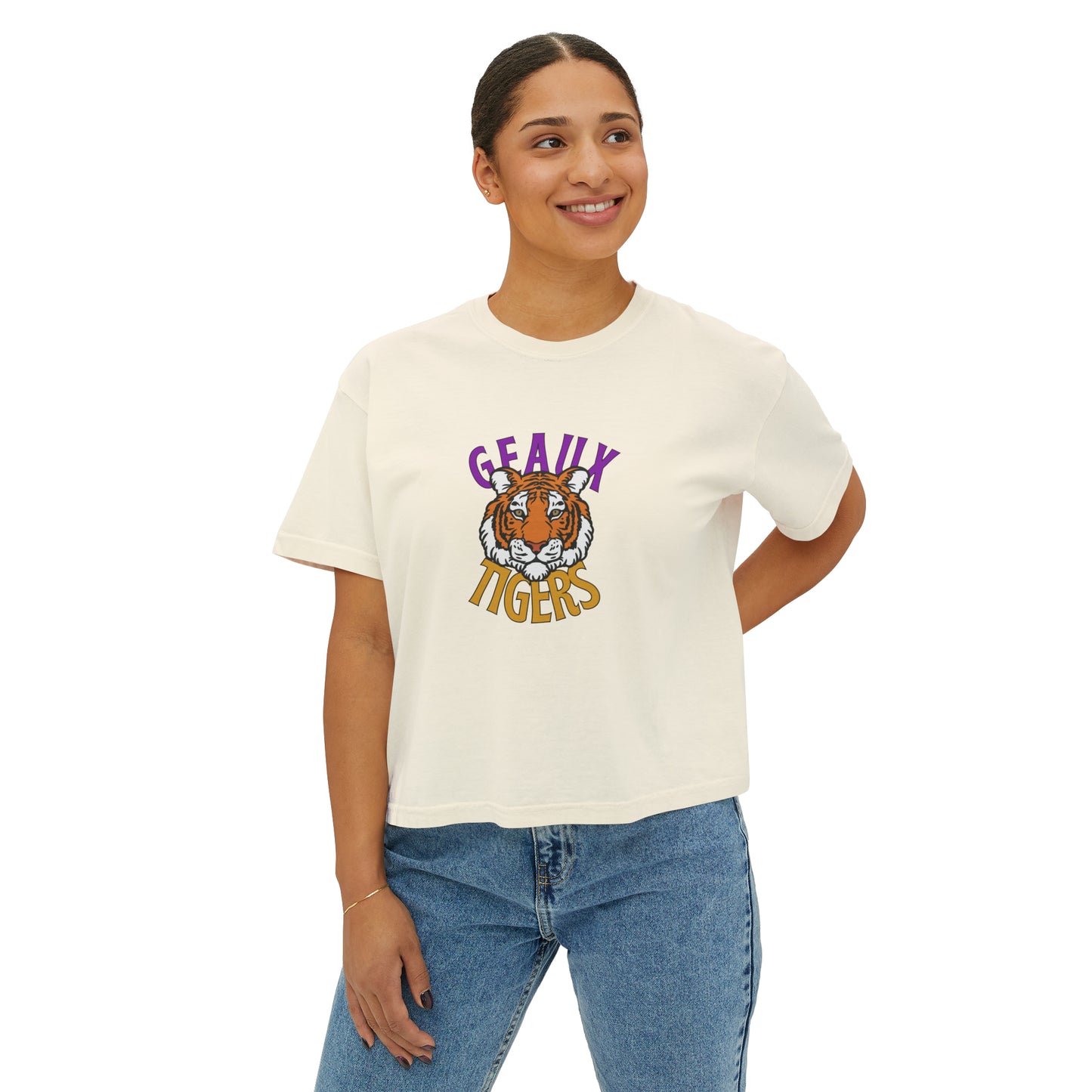 Gameday, Geaux Tigers, Purple and Gold, Comfort Colors, College Teams, Women's Boxy Tee