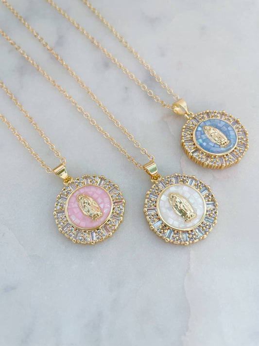 Gold Virgin Mary Necklace, Religious Jewelry, Catholic Gifts