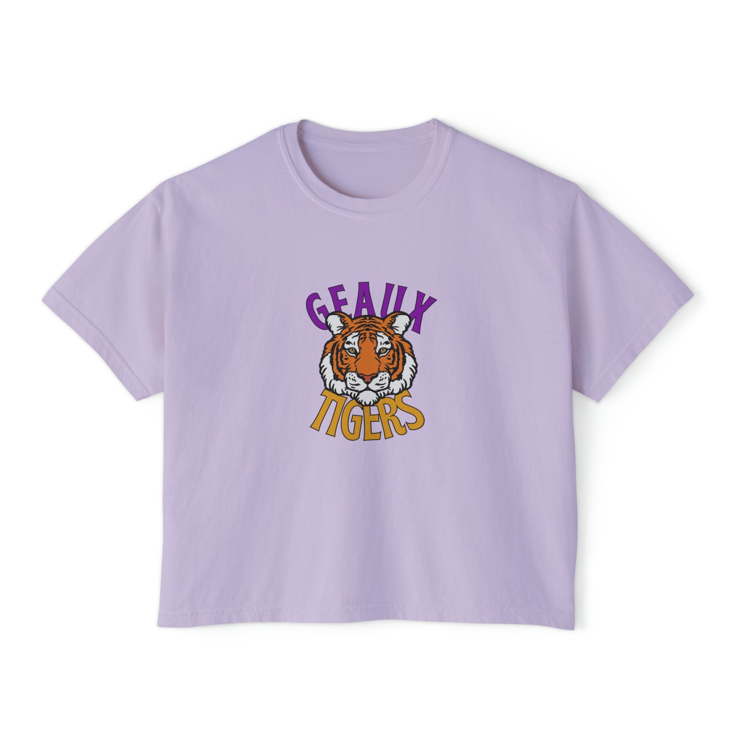 Gameday, Geaux Tigers, Purple and Gold, Comfort Colors, College Teams, Women's Boxy Tee