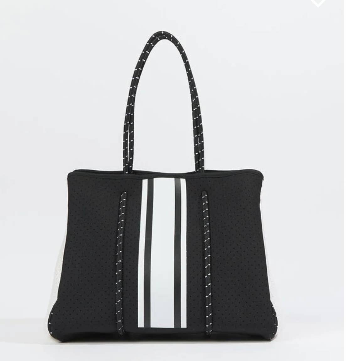 The Ella Tote Black With White Stripes