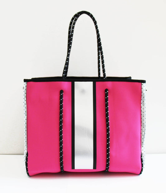 The Ella Tote Hot Pink With Silver